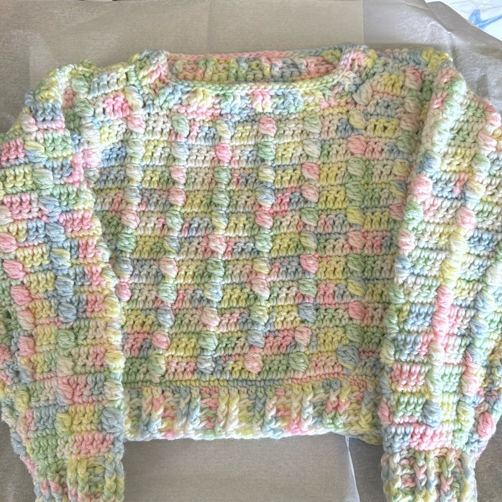 Handmade Crochet Pastel Colored Sweater for girls